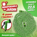 Tuyau d'arrosage extensible jusqu' 22, 5 mtres de longueur + pistolet multijets