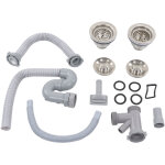 Tuyau de vidage �vier inoxydable, double �vacuation avec siphon en s pour salle de bain et cuisine