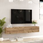 [en. casa] - meuble tv lapinlahti  2 portes 29, 5 x 180 x 31, 5 cm effet chne rustique