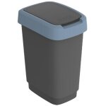 Twist poubelle avec couvercle, sans bpa, 25 l, noir / bleu fonc� - rotho