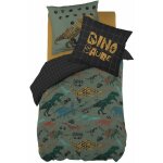 Tyrex - parure de lit coton motif dinosaures housse de couette 140x200cm + taie d'oreiller