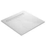 U - tile - receveur de douche caniveau ultra lger en rsine imitation ardoise - blanc + natte tanche ...
