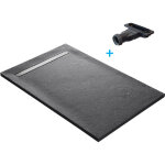 U - tile - receveur de douche gris 120 x 90 cm haute densit� pierre naturelle - grille caniveau