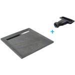 U - tile - receveur de douche gris 90 x 90 cm haute densit� pierre naturelle - grille caniveau