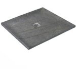 U - tile - receveur de douche gris 90 x 90 cm haute densit� pierre naturelle - grille carr�e centr�e