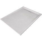 U - tile - receveur r�sine 100 x 100 cm blanc imitation ardoise - grille caniveau excentr�e