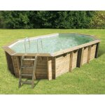 Ubbink - piscine bois azura octogonale allonge 355x490x130cm liner beige