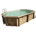 Ubbink - piscine bois azura octogonale allong�e 400x610x120cm liner beige