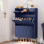 Uev - armoire � chaussure inclinable, meuble � chaussures pour 16 paires, 3 compartiments (2 rangements ...