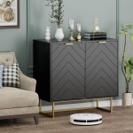 Buffet bas  2 portes, armoire de rangement avec tagre rglable  3 positions, support 65kg, manche ...