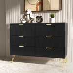 Commode, armoire avec 6 tiroirs, meuble de rangement chambre enfant / adulte, 100 x 34 x 73cm, buffet ...