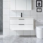 Uev meuble sous lavabo suspendu 90cm, avec lavabo en céramique, robinet, 2 grands tiroirs, meuble salle ... Uev meuble sous lavabo suspendu 90cm, avec lavabo en céramique, robinet, 2 grands tiroirs, meuble salle ...