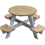 Ufo table de pique nique ronde pour enfants en bois table ronde enfant pour le jardin en marron et blanc ...