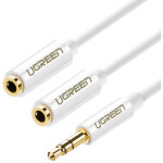 Ugreen - c�ble r�partiteur pour casque mini - jack 3, 5 mm vers 2x mini - jack 3, 5 mm 20 cm blanc