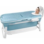 Uisebrt baignoire pliable pour adulte 128x60x53cm portable bathtub avec couverture coussin, rouleau de ...