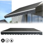 Uisebrt store banne auvent de balcon manuel rtractable avec tissu aluminium rsistant aux uv pour terrasse, ...