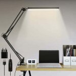 Ulisem - lampe de bureau led, lampe de bureau d'architecte pliable 14 w avec clip, 10 niveaux de luminosit ...