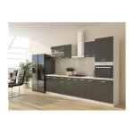 Les tendances - ultra cuisine complete avec colonne four et plan de travail inclus l 300 cm - gris mat ...