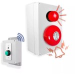 Kit sonnette sans - fil avec cloche + flash - haute - r�sistance / 800m / bouton pro autonome sur piles ...