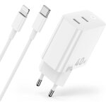 Chargeur iphone 40 w 14 13 12 11, certifi apple mfi 2 ports 20 w usb c chargeur adaptateur secteur prise ...