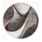 Tapis salon et chambre �200cm rouge et gris rond tiss� motif g�om�trique lyn8 madila