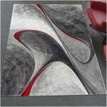 Unamourdetapis - tapis salon et chambre 120x170 rouge et gris rectangle tiss� motif g�om�trique lyn8 ...