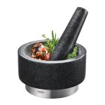 Gefu 35300 mortier et pilon noir, acier inoxydable granit, acier inoxydable