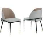 Unho - lot de 2 chaises salle � manger cuir - beige et gris chaise salle � manger modern, chaises scandinaves ...