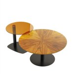 Unho - lot de 2 table basse gigogne rond rétro table de café elegant en bois avec bout de canapé en verre ... Unho - lot de 2 table basse gigogne rond rétro table de café elegant en bois avec bout de canapé en verre ...