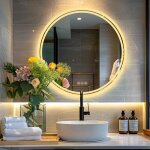 Unho - miroir led salle de bain rond anti bu�e - miroir lumineux salle de bain avec interrupteur tactile ...
