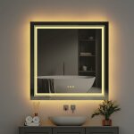 Unho - miroir salle bain led carr� - miroir mural lumineux salle de bain avec eclairage integr� anti ...