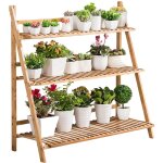 Unho - porte plantes en bambou �tag�re echelle � fleurs pour jardin balcon terrasse - 100 x 38 x 97cm ...