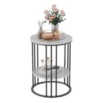 Unho - table d'appoint ronde de design bout de canap pour salon 40x40x54cm table de chevet en marbre ...