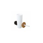 Balai brosse wc plastique blanc et bambou Balai brosse wc plastique blanc et bambou