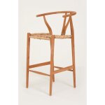 Uniqka - hirosi - chaise de bar en teck massif et rotin Uniqka - hirosi - chaise de bar en teck massif et rotin