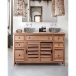 Savanna - meuble salle de bain en teck portes persiennes