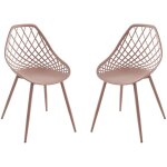 Vente - unique - lot de 2 chaises de jardin en polypropyl�ne avec pieds en m�tal - vieux rose - malaga ...