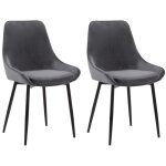 Vente - unique - lot de 2 chaises - velours et m�tal noir - anthracite - masurie