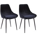 Vente - unique - lot de 2 chaises - velours et m�tal noir - noir - masurie
