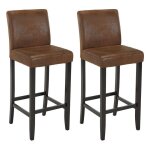 Vente - unique - lot de 2 tabourets de bar santos - microfibre aspect cuir vieilli - pieds bois foncé ... Vente - unique - lot de 2 tabourets de bar santos - microfibre aspect cuir vieilli - pieds bois foncé ...