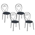 Lot de 4 chaises de jardin empilables en m�tal fa�on fer forg� - anthracite - guermantes de mylia