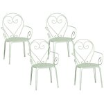 Lot de 4 fauteuils de jardin empilables en m�tal fa�on fer forg� - vert amande - guermantes de mylia