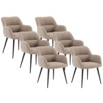 Vente - unique - lot de 6 chaises avec accoudoirs en tissu et m�tal noir - beige - heka