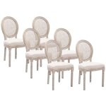 Vente - unique - lot de 6 chaises - cannage, tissu et bois d'hva - beige - antoinette