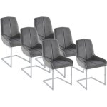Vente - unique - lot de 6 chaises en velours et m�tal - gris - berlona