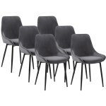 Vente - unique - lot de 6 chaises - velours et m�tal noir - anthracite - masurie