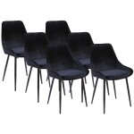 Vente - unique - lot de 6 chaises - velours et m�tal noir - noir - masurie