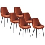 Vente - unique - lot de 6 chaises - velours et m�tal noir - terracotta - masurie