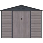 Vente - unique - abri de jardin m�tal en acier galvanis� effet bois gris 5, 40 m� - adelmo