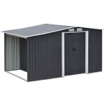 Vente - unique - abri de jardin m�tal avec abri b�che en acier galvanis� gris 6, 7 m� lery
